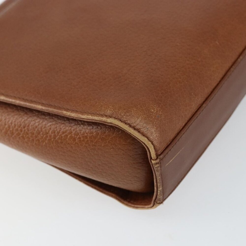 Authentic Burberrys Shoulder Bag Leather Brown Gold - Picture 8 of 16